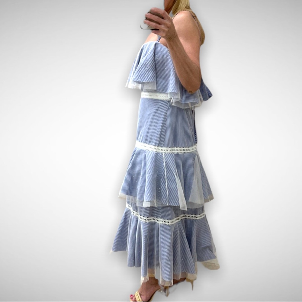 Prabal Gurung Blue and White Striped Dress - Picture 4 of 16